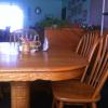 Dining room Oak table with 6 chairs and middle extensions offer Home and Furnitures
