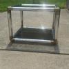 Two tier square table with 2 smoke glass tops offer Home and Furnitures