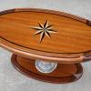 Teak varnished oval table with compass rose 37x19 offer Home and Furnitures