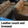 Leather Sofa and Love Seat ( Tan) offer Home and Furnitures
