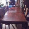 Mahogany Table with Lief< Custom Wicker and Mahogany Chairs