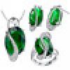 sterling silver jewelry set with emerald green stones
