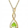 14 karat gold diamond and periodot necklace