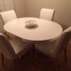 Ikea Ingatorp Extendable table 43 ¼ in to 61 inch with 4 Hendriksal 21 inch chairs with covers offer Home and Furnitures