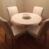 Ikea Ingatorp Extendable table 43 ¼ in to 61 inch with 4 Hendriksal 21 inch chairs with covers