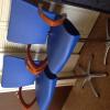 Two bar stools warriors blue with brown arms  offer Home and Furnitures