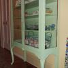 Antique shelf, display, show case, linen cabinet, TIFFANY blue, locking, Fleur detail  offer Home and Furnitures