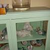 Antique shelf, display, show case, linen cabinet, TIFFANY blue, locking, Fleur detail 