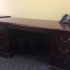 Executing Desk, Credenza & leather Desk Chair; beautiful mahogany/cherry red oak