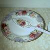 hand painted porclain cake plate with server