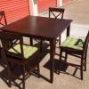 3'x3' Table with 4 wooden chairs & 2 wooden framed, white cloth chairs + black coffee table offer Home and Furnitures