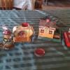 Antique Toy Steam Engine with 4 companion toys