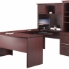 Executive crystal embellished U-shaped desk W/ Hutch and book case