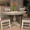 French Style Custom Designed Round Pedestal Table & 6 Ladderback Chairs