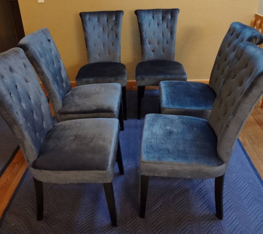 Six Pier 1 Blue Velvet Dinning Room Chairs for Sale Arvada Classifieds 80403 Golden Home and