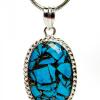 .925 Sterling Silver Genuine (Natural) Turquoise w/Copper Inlay Necklace. (New)