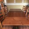 Broyhill Dining set with carpet, lighted hutch, and six custom chairs