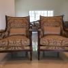 2 Traditional style curved back arm chairs- High quality custom made.