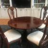 Beautiful inlaid 44” mahogany round table offer Home and Furnitures