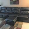 Black Leather Sectional and Ottoman - Moving Sale.