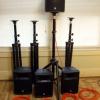 4 Electro Voice SX80 Speakers and 4 Ultimate Support Stands and 4 Cables