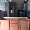 Bathroom cabinet 4 yrs old - Oak (holes in back of cabinet, will face back wall) Needs sink top offer Home and Furnitures