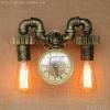 Iron pipe clock wall lamp rlb1225.com a online retailer