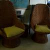 Pair of Vintage High Back Willow Chairs