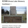 Cemetery Niche Swan Lake Memory Gardens offer Items For Sale