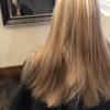 11 inches of blonde hair with natural highlights