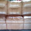Leather reclining sofa and two reclining chairs offer Home and Furnitures