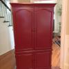 RED WOODEN CABINET/ENTERTAINMENT CENTER
