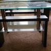 Glas top coffee table with matching side tables