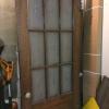 Antique solid oak doors, glass pane, crystal knobs 