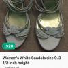 Women's White Sandals size 9 1/2