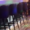 BLACK LEATHER ROTATING BAR STOOLS