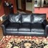 Queen sleeper sofa black leather 