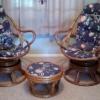 2 Papason Swivel Rocking chairs with ottoman and cushions
