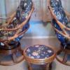 2 Papason Swivel Rocking chairs with ottoman and cushions