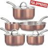 8 Pieces Tri-Ply Copper Stainless Steel Non-Stick Cookware Set(Rose Gold), SAVE $10 with Amazon Coupon