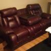Dual recliner leather sofa