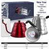 Triple Layer 18/8 Stainless Steel Pour Over Coffee Kettle with Thermometer