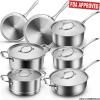 Classic Stainless Steel 12 Pieces Cookware Set, ONLY $129.99
