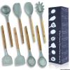 8 Pieces Natural Acacia Wooden Silicone Kitchen Utensil Set offer Home and Furnitures
