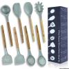 8 Pieces Natural Acacia Wooden Silicone Kitchen Utensil Set