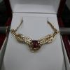 14 Kt. GOLD CUSTOM DIAMOND  NECKLACE  - 1.0 Ct. Tw. With 5.0 Mm. GARNET 