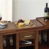 Wine Bar with Expandable Top & Bamboo Cutter Board - Walnut Finish 