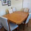 Solid wood dining table w/2 leads and 6 chairs