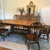Large Oak dining room table and chairs. 