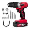 Avid Power 20V MAX Lithium Ion Cordless Drill, Power Drill Set with 3/8″ Keyless Chuck, Variable Speed, 16 Position, LED